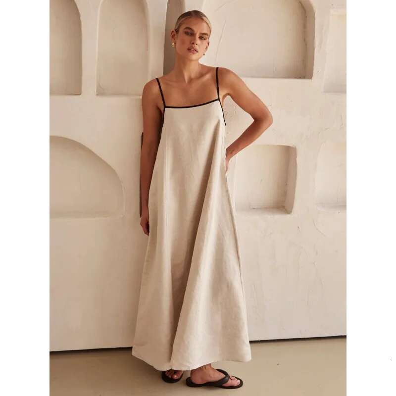 Dongdumaoyi Lente En Zomer Nieuwe Eenvoudige Mode Koude Contrasterende Kleur Sling Swingjurk A