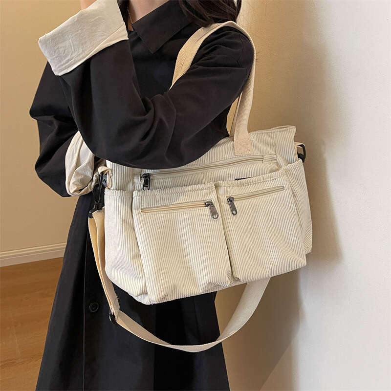 db Large capacity velvet new Korean version simple women's shoulder crossbody bag versatile girl corduroy handbag