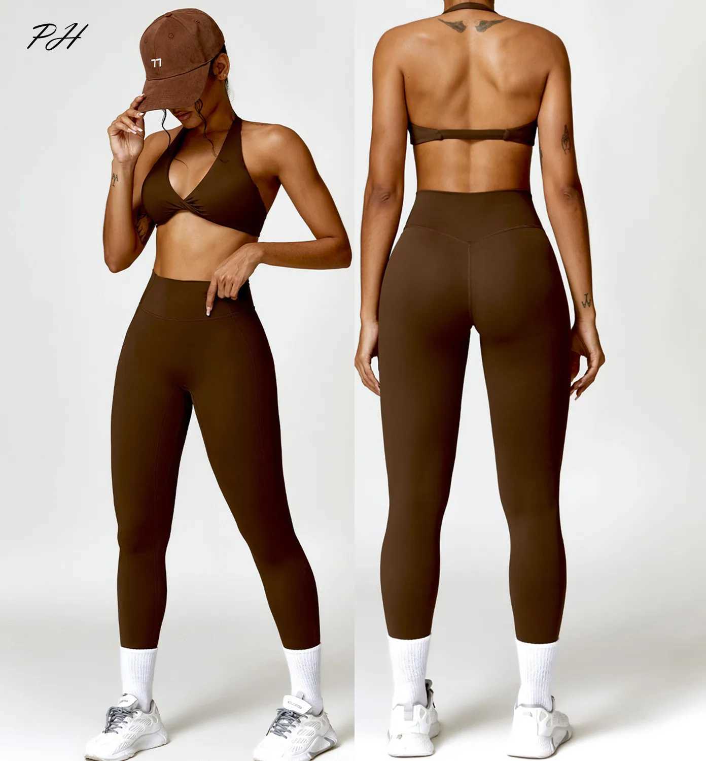 2PCS yoga set nude feeling exercise set womens track and field suit gym push ups fitness running exercise suit sports bra leg set W250326