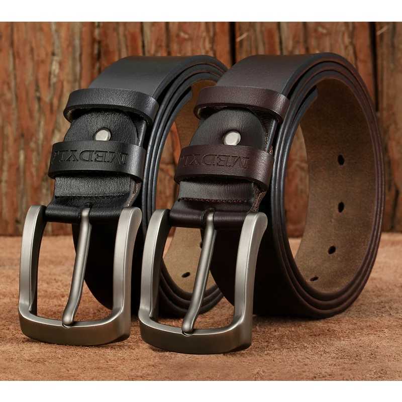 MEDYLA mens high-quality leather luxury belt classic retro alloy pin buckle mens belt W250326