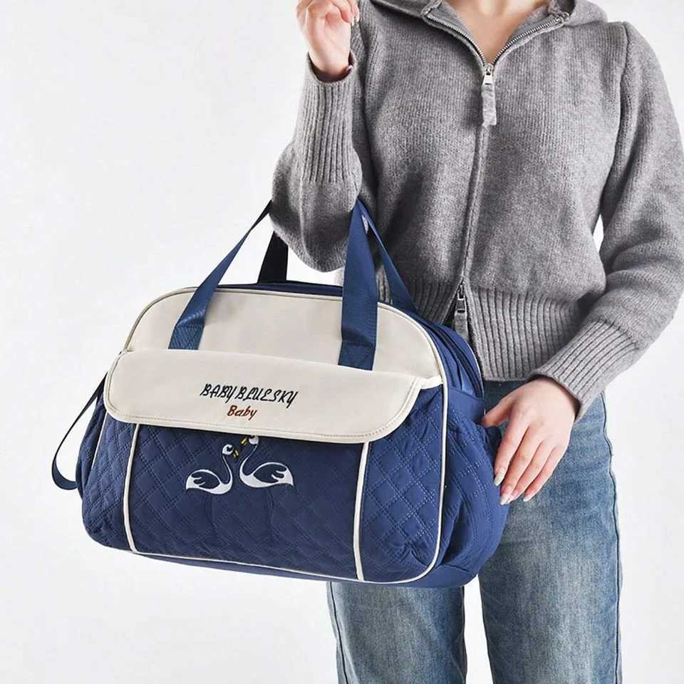 Fashionable and multifunctional one shoulder mommy bag sewing embroidery large capacity crossbody hand-held diaper bagC250326