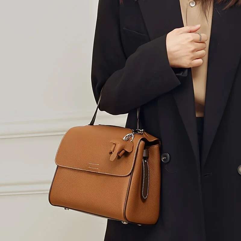 ITAMOOD Leather Handbag Women Cute Small Elephant Decor Satchel Bag Stylish Flap Purse For Work & Office
