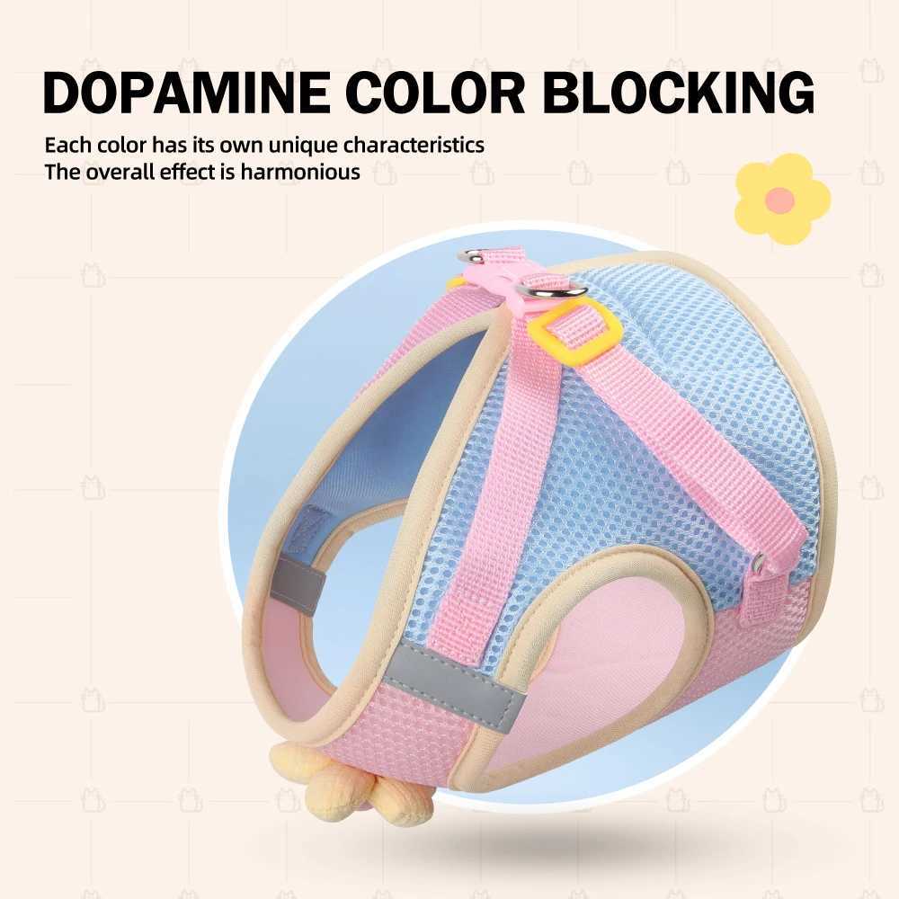 Two tone summer cat and dog harness set with reflective and breathable chest strap suitable for small dogs and cat pet accessories X250326