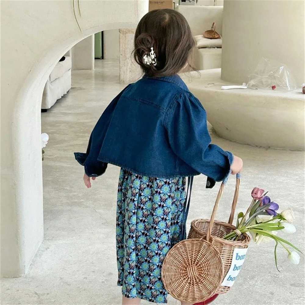Girls casual dress girls summer new Korean holiday sled blue print suspender princess dress 2-7-year-old baby girls clothing W250326