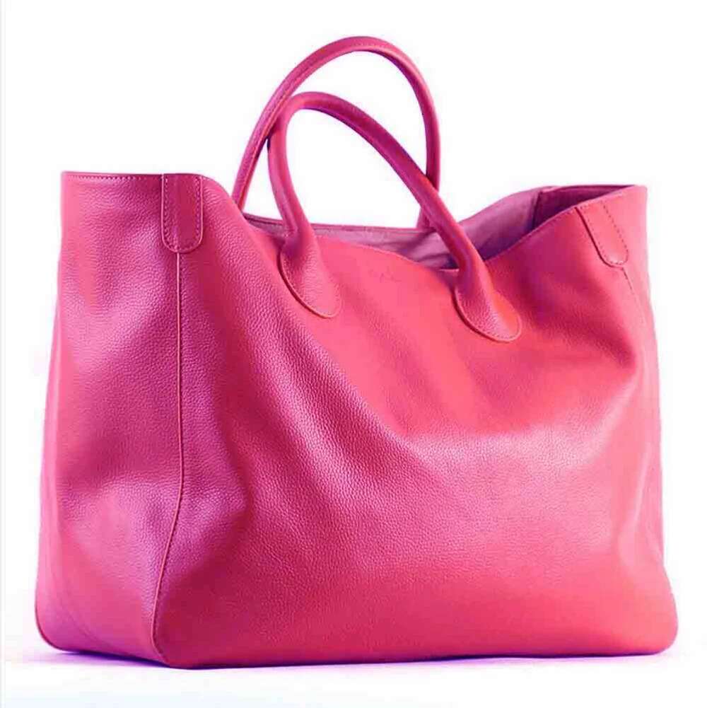 MS Oversized 41Cm Big Women Tote 100% Natural Top Cow Hide Leather Handbag Lady Travel Bag Daily 2023 New