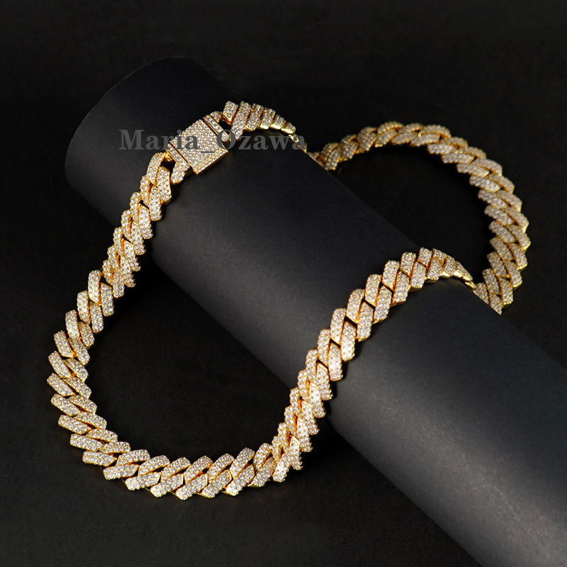 Pass Diamond Tester Jewelry 13mm Width 925 Sterling Silver Vvs Moissanite Diamond Cuban Link Chain