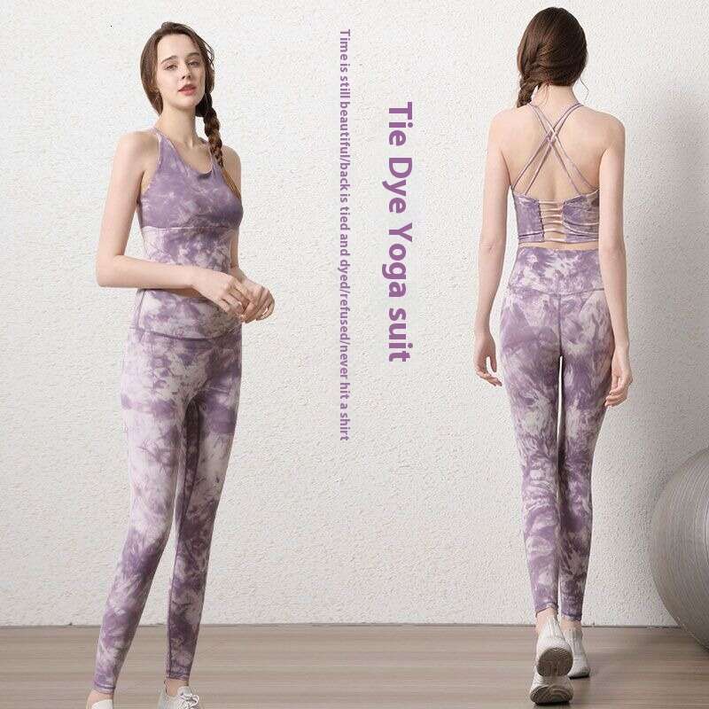Women Yoga Pants Tie Dye Beautiful Back Sports Bra Women S Gathering And Shaping Vest Running Speed Drying Training Fitness Yoga Suit Two Piece Set