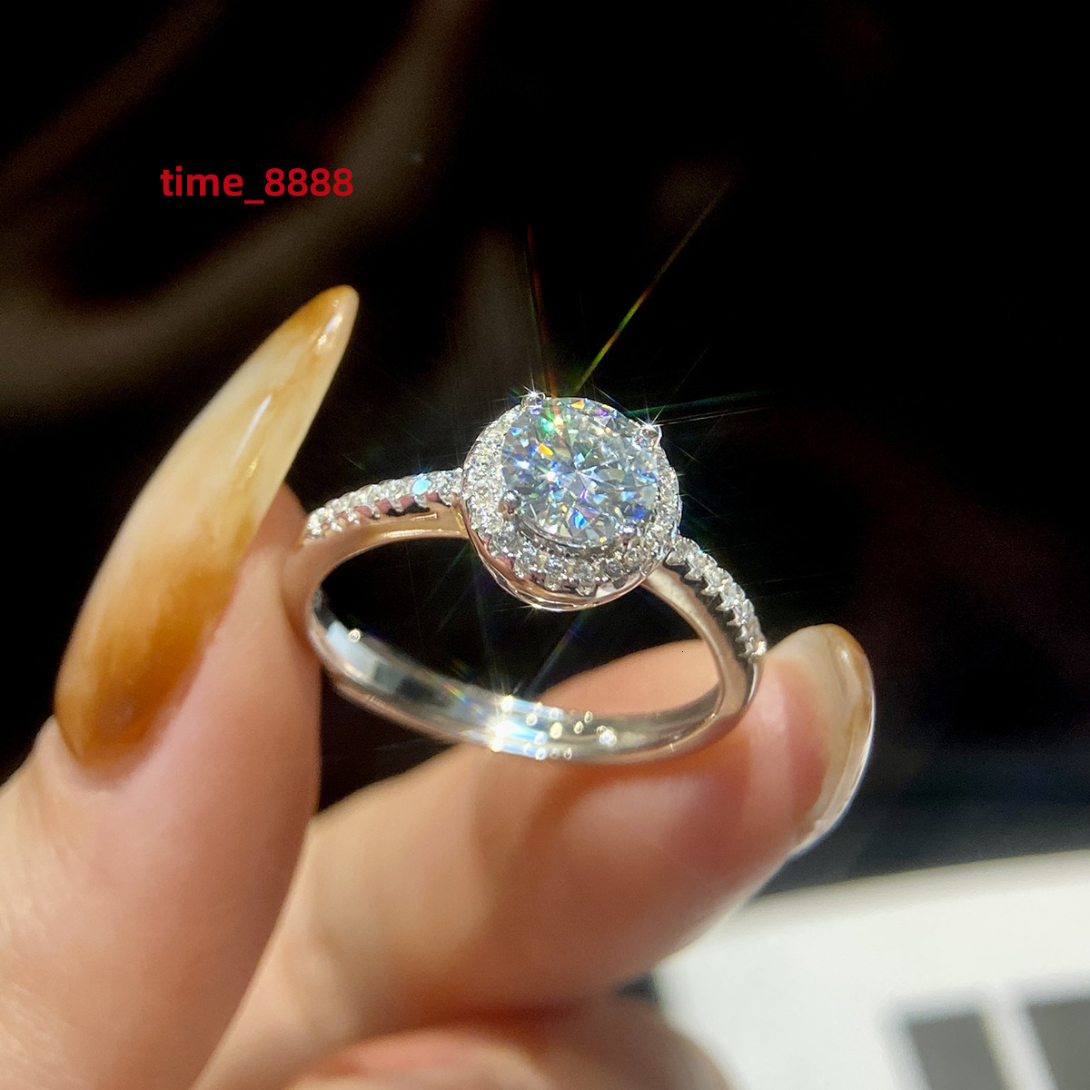 Hotsale Brilliant Round Cut Single halo Diamond Moissanite Ring 925 Sterling Silver 1ct 2ct 6.5MM Women Engagement Fine Jewelry