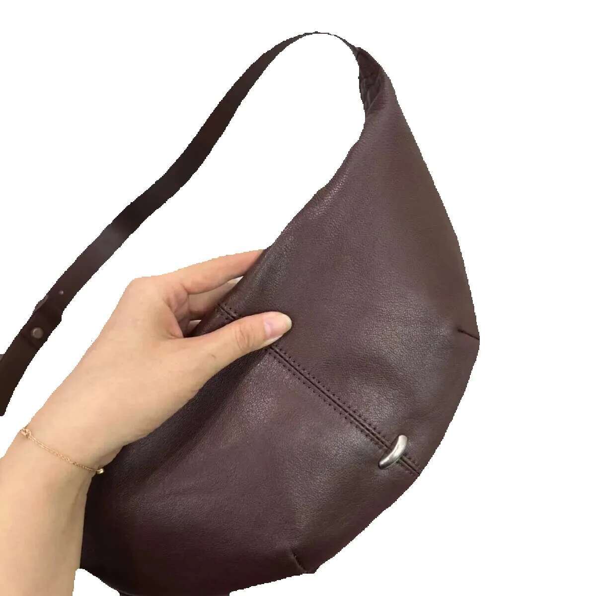 Minimalist Design Pease Shape Small Saddle Flap Coffee Red Color Real Suede Leather Or Lambskin Women Crossbody Bag Purse