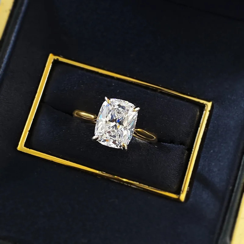 2025 Cushion Cut 3ct Lab Diamond Ring 925 Sterling Silver Party Wedding Band Rings for Women Bridal Engagement Jewelry 250325