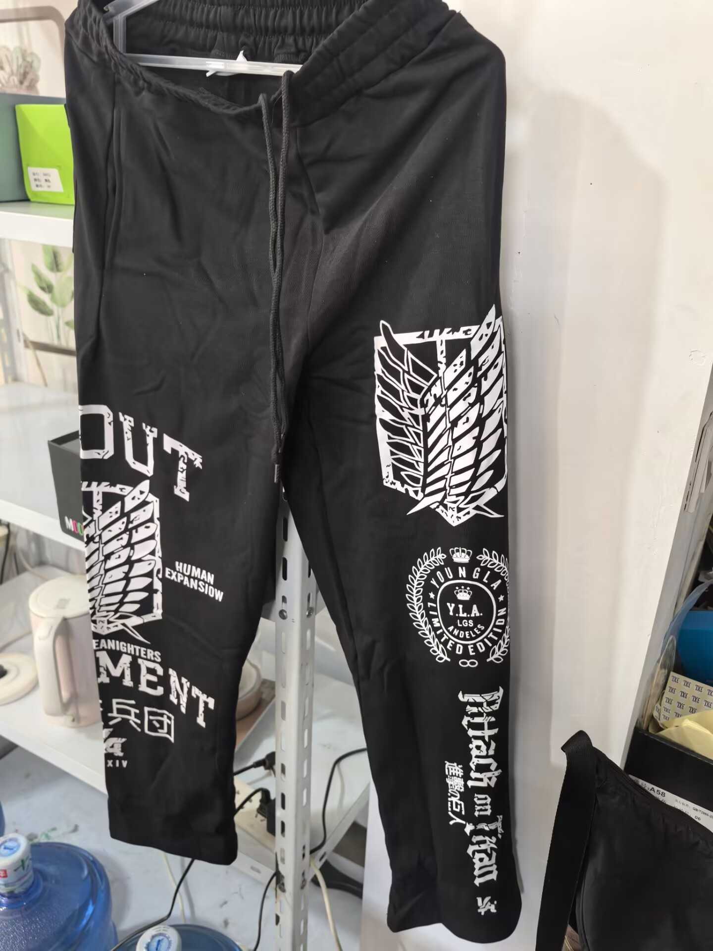 Young American trendy sweatpants collaboration anime joggers cotton terry print wide-leg casual pants hip-hop street pants X241216