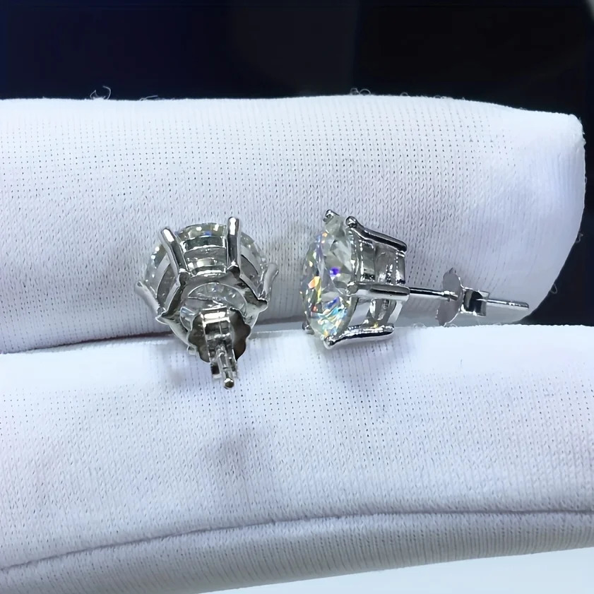 Premium 0.5-2ct Diamond Stud Earrings for Women Original 925 Sterling Silver Screw Back Women Earring GRA 250318