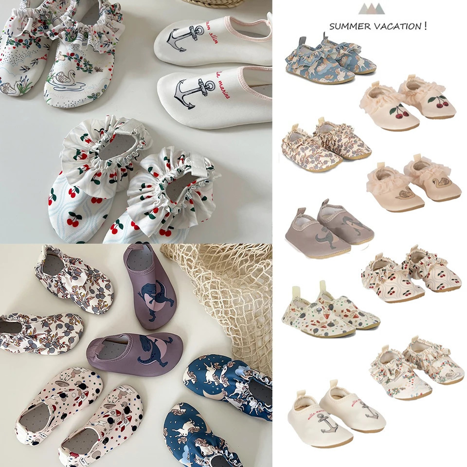 Baby Boy Girl Beach Shoes KS Children Print Water Sports Sneakers Swimming Aqua Barefoot Shoes Kids Indoor Outdoor Slippers 250326