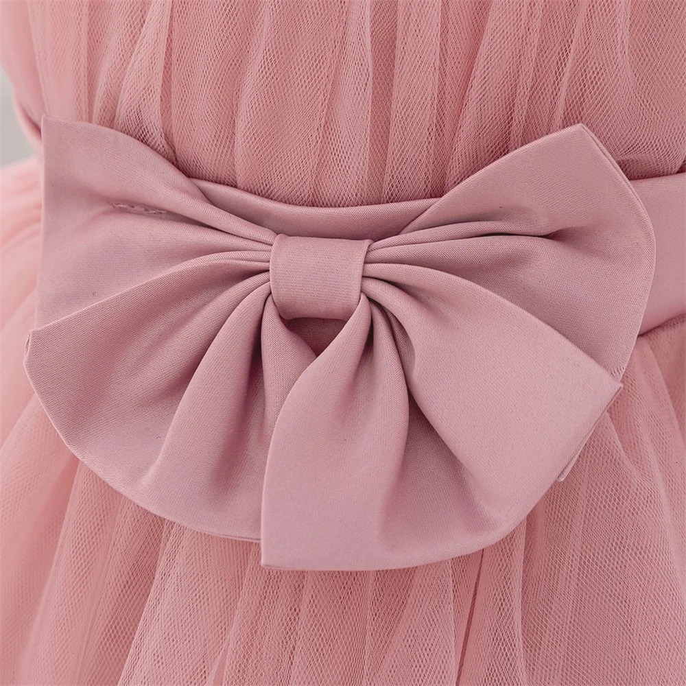 2pcs Lace Big Bow Party Tutu Dress For Baby Girls Fluffy Birthday Gown Princess Clothes Infant Summer Holiday Dresses Flash Wear 250325