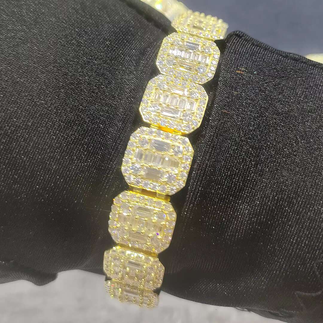 Iced out 12mm Moissanite Tennis Chain Bracelet Fashion Jewelry Making Sterling Silver Charms Bangles Bracelets