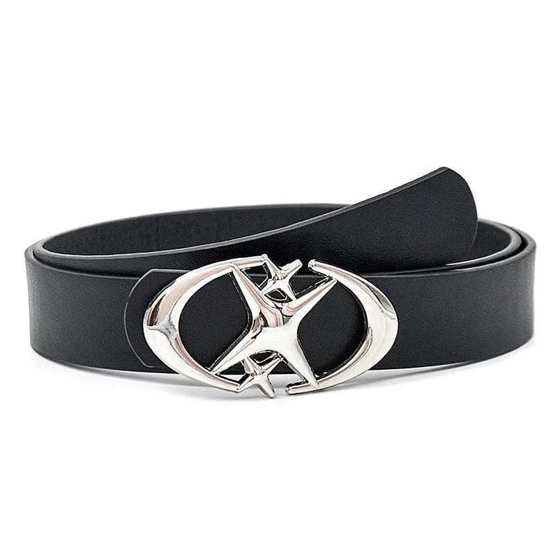 Mens Belt Punk Star Buckle Belt Design Cross Metal Retro Gothic Mens Y2K Belt Pu Leather Belt Pants Jeans Neutral Belt W250326