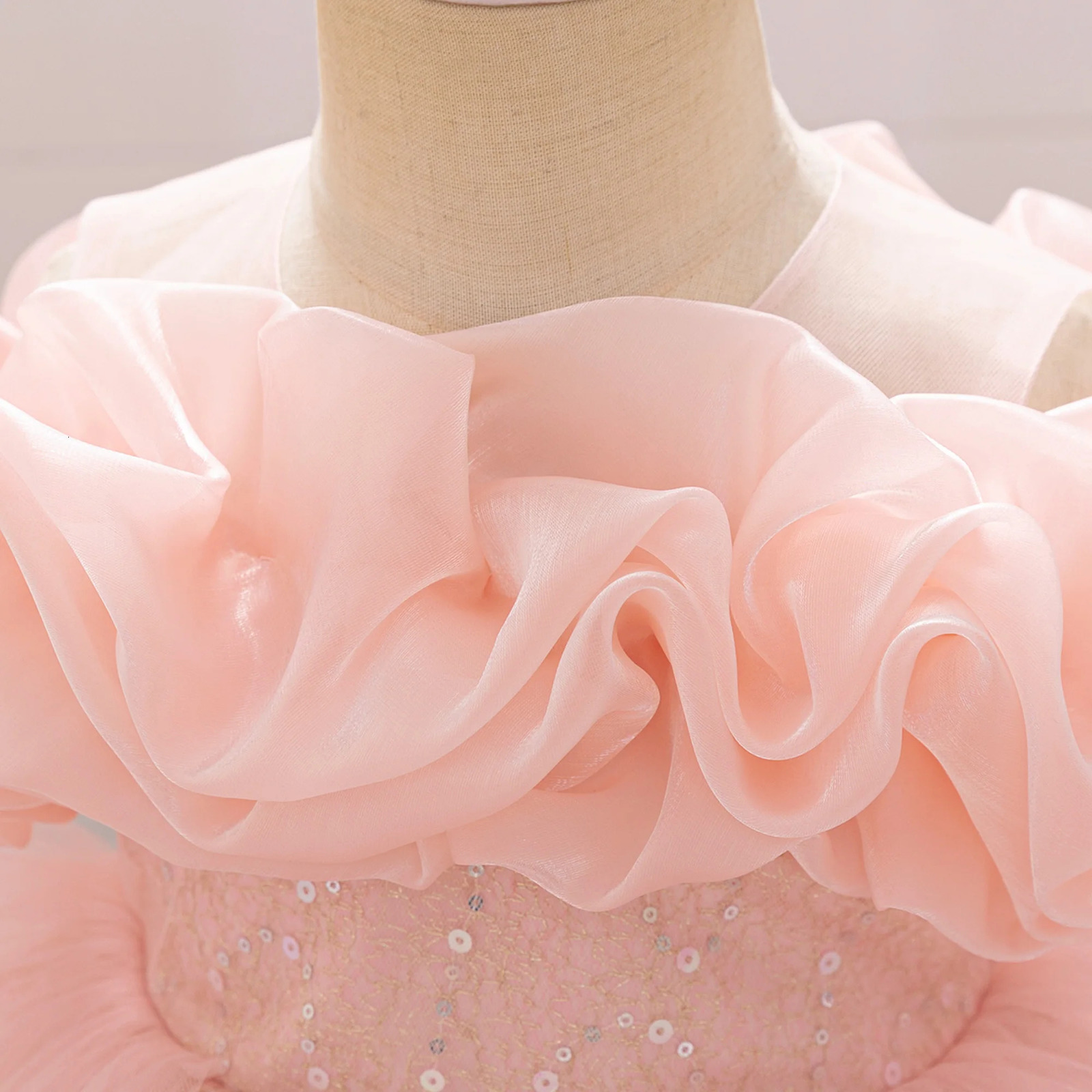 Puffy Pink Flower Baby Wedding Princess Girl Dress Toddler Tulle Baptism Kids Clothes Bridesmaid 1st Birthday Party Prom Costume 250325