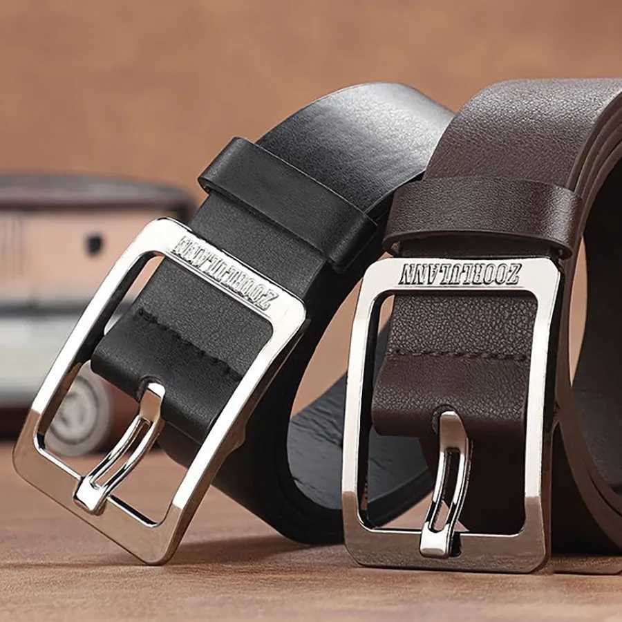 Mens black PU belt casual denim belt ideal choice for outdoor parties and holiday gifts high-quality belt W250326