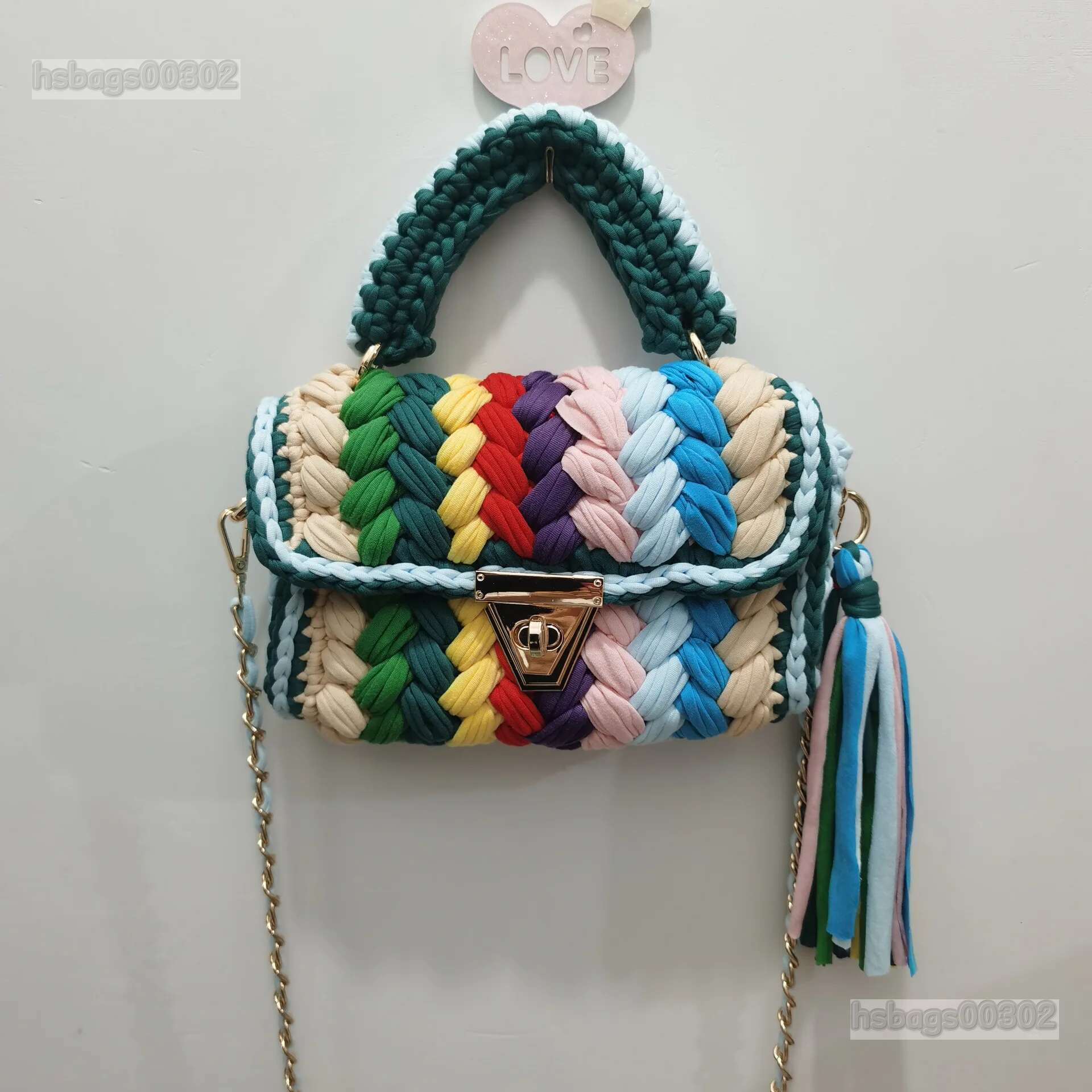 Ladies's BAG 2024 Colorful Chain Bag Square Tassel Shoulder Diagonal Crossbags For Women Designer Handbag