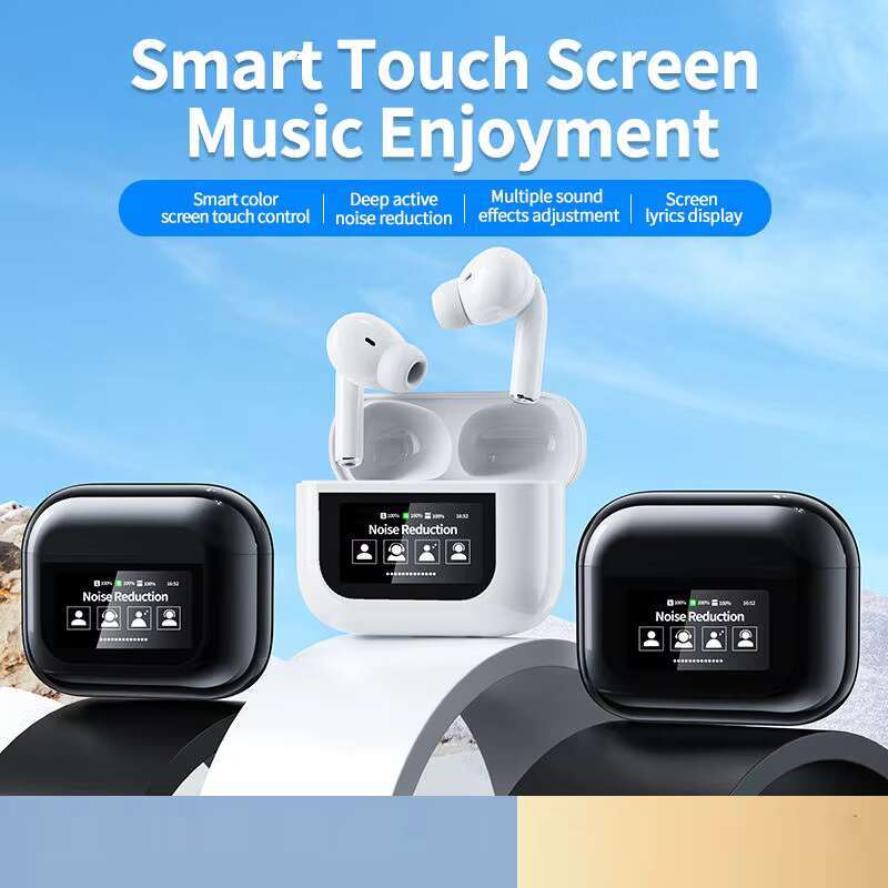 Real noise cancelg YW07 touch screen wireless with digital display earbuds