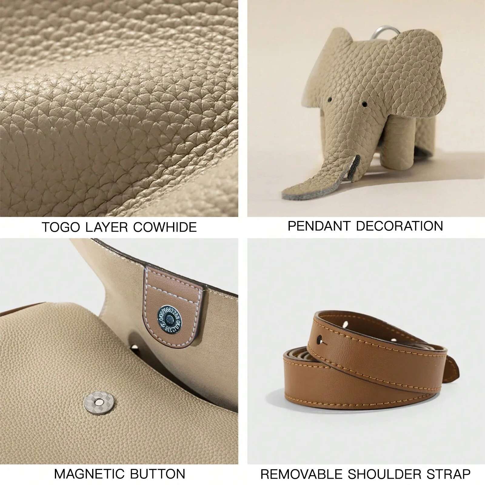 ITAMOOD Leather Handbag Women Cute Small Elephant Decor Satchel Bag Stylish Flap Purse For Work & Office