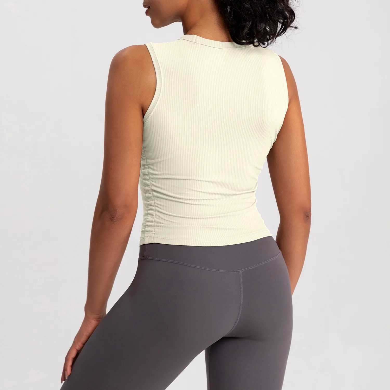2024 Summer Womens Sports Tank Top Sleeveless Yoga Tank Top Ruffle Slim Fit Quick Drying Sports Top Running Shirt Fitness Top W250326