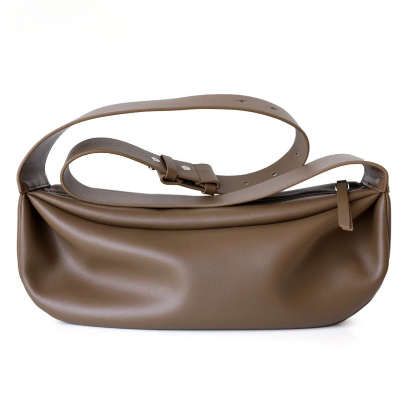 Fashionable Pleated Design Cloud Armpit Shoulder For Glossy Split Cow Leather Women Crossbody Bag Laziness Purse