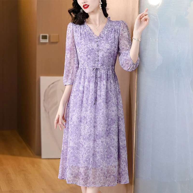 2024 Summer ral Silk Beach Midi Sundress Women Boho Fashion Casual Light Dress Spring Korean Elegant Festival Vestidos