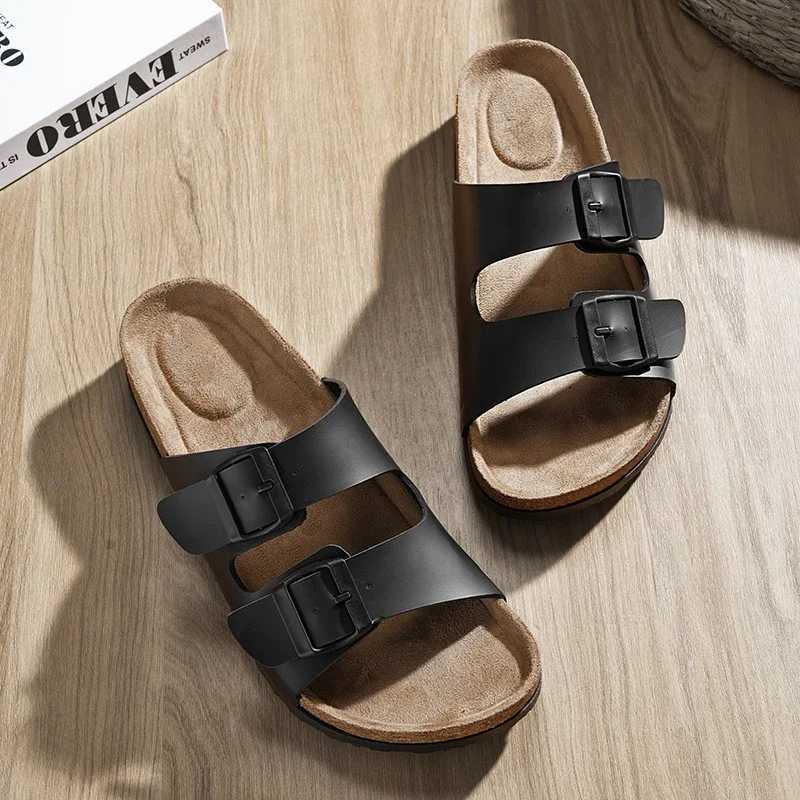 2024 new leather cork Herringbe mens and couples slippers summer M ller slippers Fi casual beach sandalsXJ250326