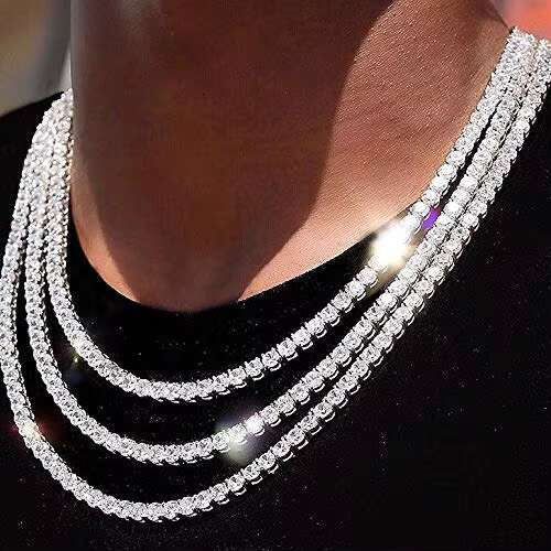 Custom OEM Moissanite Necklace 7Mm 2Mm Cluster Iced S925 Sterling Silver Moisonite Men Women Hip Hop Mozanite Tennis Chain