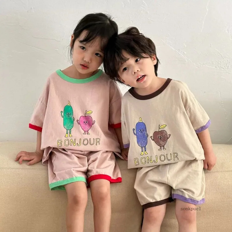 Summer Kids Clothing Set Short Sleeve T Shirt and Shorts 2 Pcs Boys Suit Casual Girls Clothes Set 250326