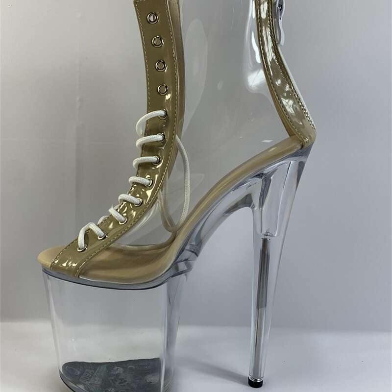 High Heel Summer New Yellow Short Knight Transparent Bottom Women S Round Head Low Leg Waterproof Platform Fashion Boots