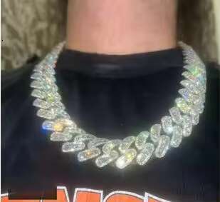 Designer necklace 20MM Solid 925 Silver Hip Hop Cuban Link Chain 18K Gold Plated with Studded VVS1 Moissanite Diamond Passes Tester 16-30 Inches