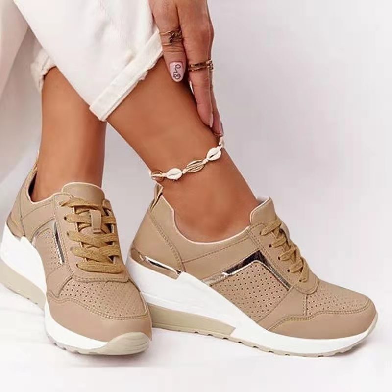 Light Luxury Designer Shoes 2025 Summer New Multi Functional Board Shoes Thick Bottom Slope Heel Casual Sports Mesh Women's Single Shoes Size 43 