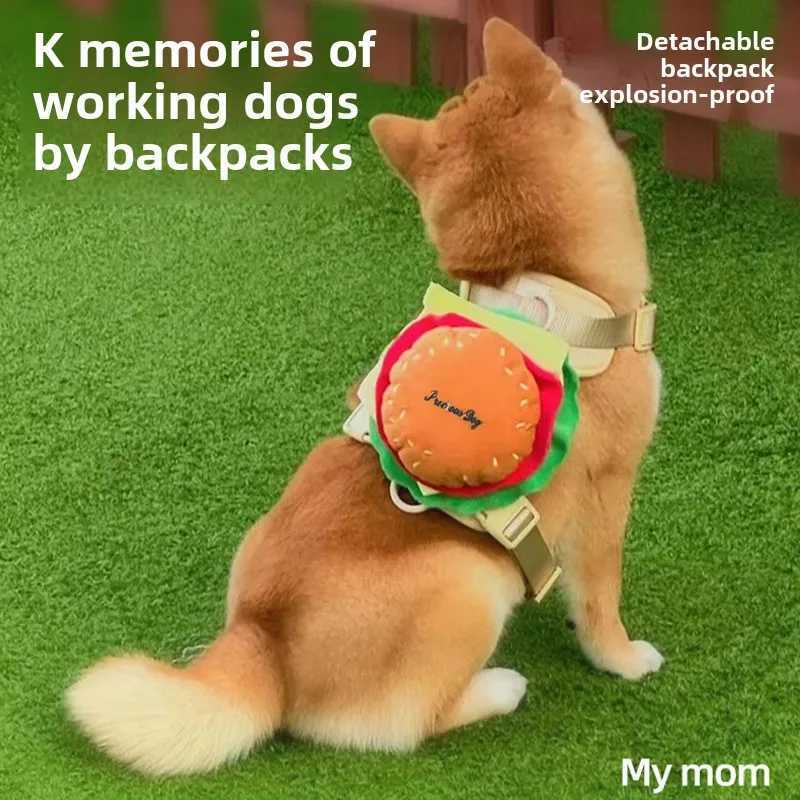 Burger Bag Dog Strap Set Outdoor Decoration Small and Medium sized Dog Cat Strap Durable Polyester Anti Loss Pet Accessories X2503261