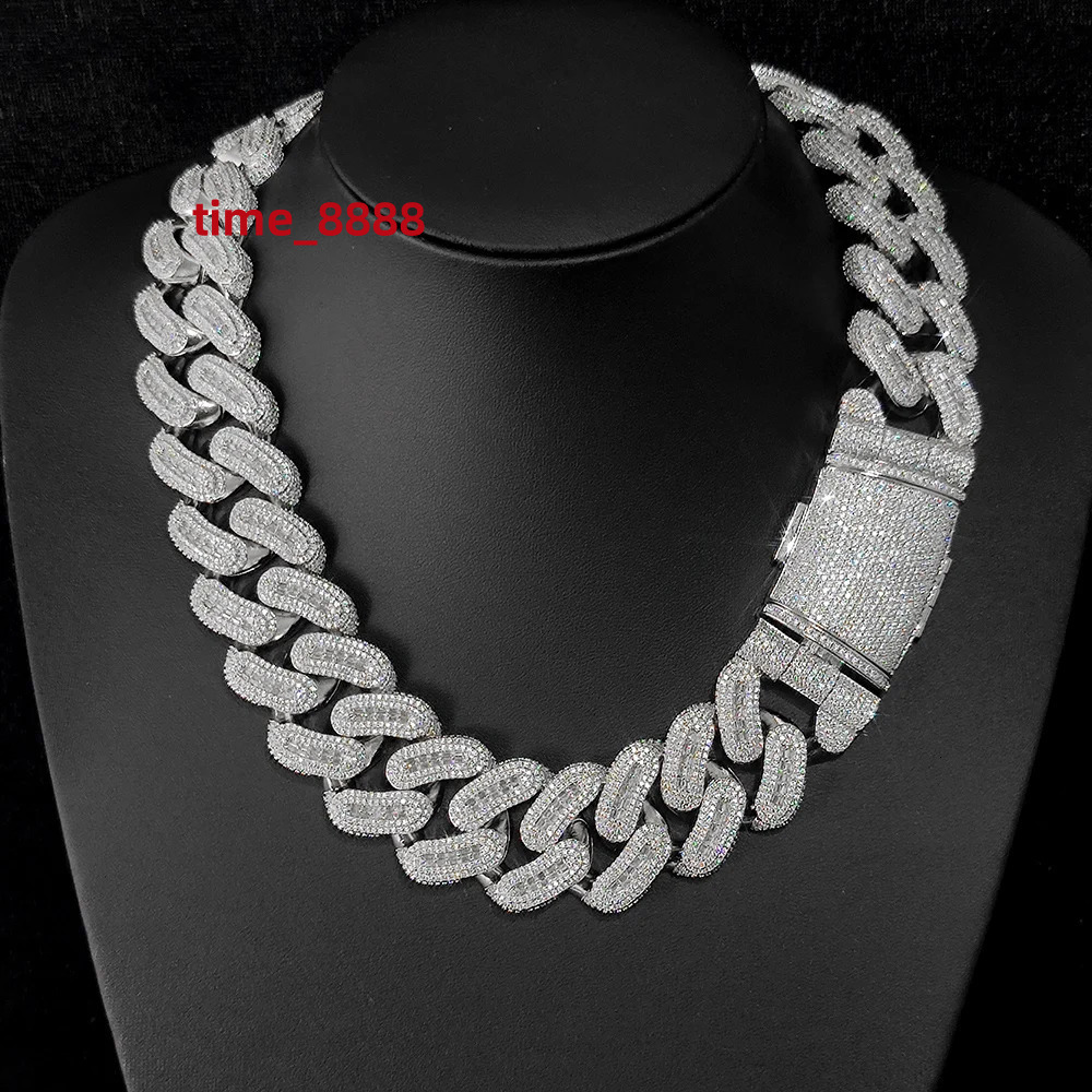New Design Iced Out Hiphop Men Jewelry Baguette Diamonds Cuban Chain 29MM Mixed Inlay Thick heavy Cuban Necklace Men Party Gift