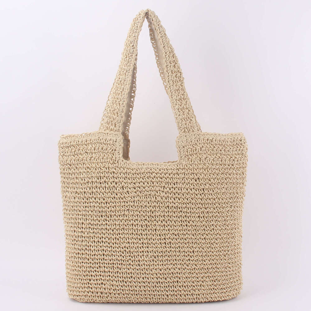 ba Fashionable minimalist one shoulder grass forest style handmade woven bag, casual and versatile large capacity beach bag