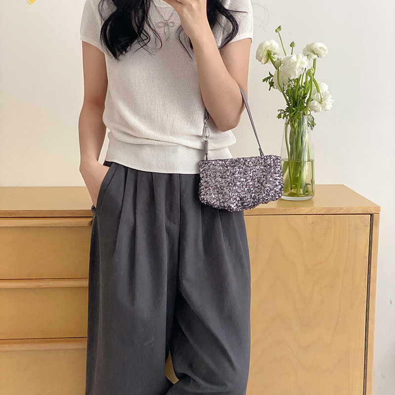 Spring Niche Sequin Underarm Bag Advanced Sense Small Fresh Fashion Cute Chain Crossbody Bag Soft Sister Handbag Designer Bag for Women