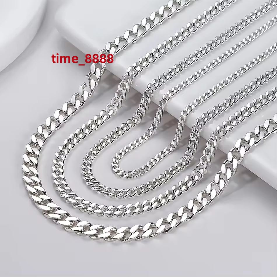 HIP HOP 3.6/5/7mm Width Diamond Cut Cuban Chain Necklace Sterling Silver 925 Chains for Men