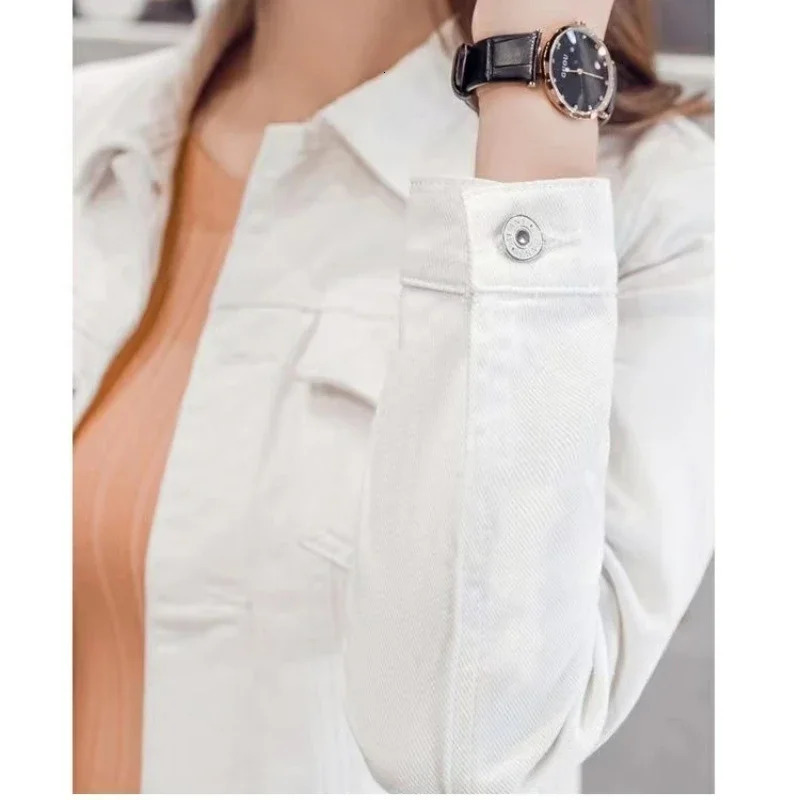 Womens Denim Jacket SpringSummer 2024 Casual Short Korean Edition Solid Color 250318