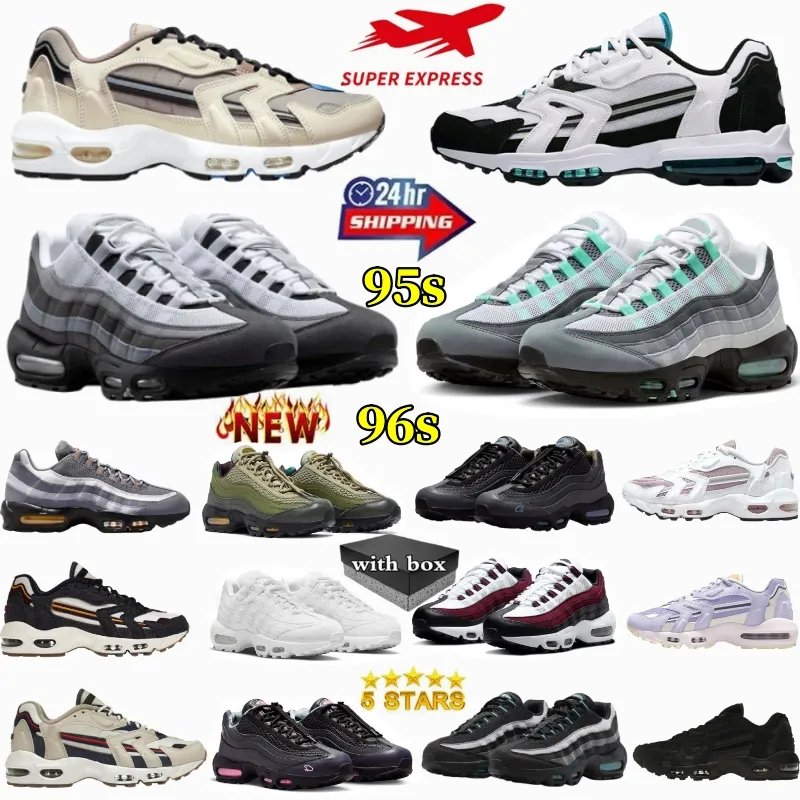 Designer Shoes Neon 95s 96s for Men Women Running Shoes Daily Outfit Sneaker Triple Black White Red Geen Blue Pink Navy Mens Outdoors Trianers Size 36-46