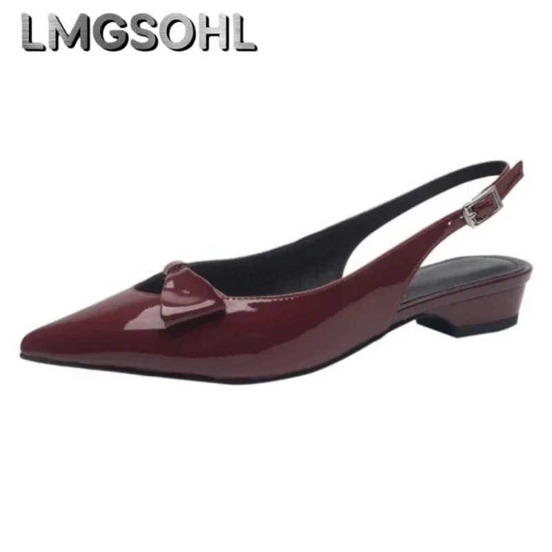Pointed Toe Wan Slingback Sandals Summer Flats Slippers Elegant Dress Shoes 2025 New Fashion Buckle Casual Marie Janes Shoes Z250326