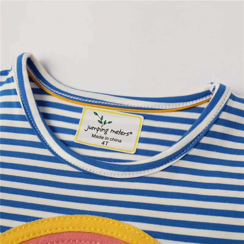 Jumping Meters 2-7T Princess Baby Dress Applique Rainbow Cute Par Girl Tutu Dress Cotton Striped Childrens Girl Dress W250326