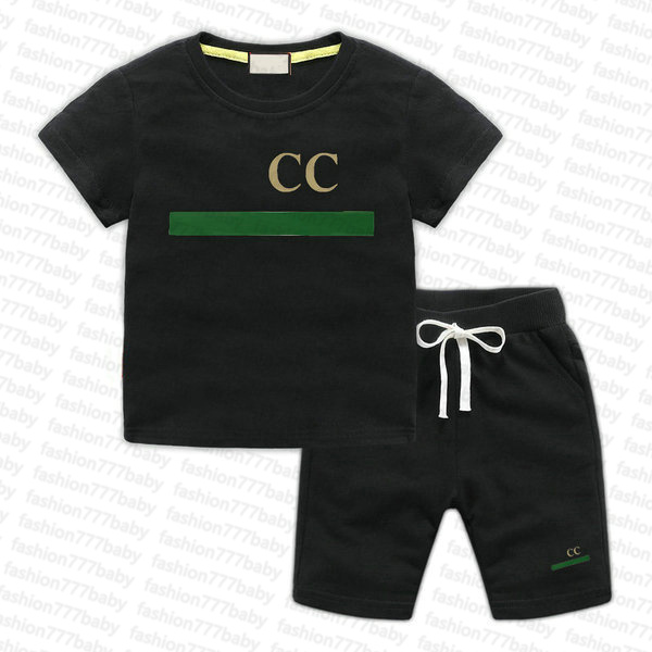 In stock 2-7 Years Kids Designer T-Shirt Pants Set Brand Children 2 Piece 100%Cotton Clothing baby Boys girl Fashion Apparel