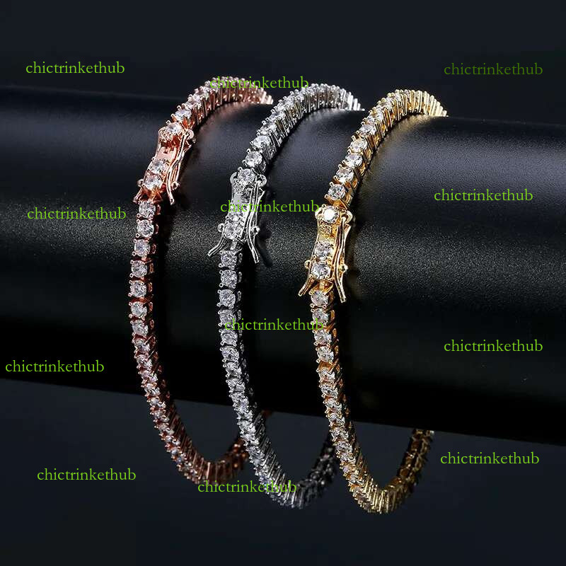 3mm 4mm 5mm Tennis moissanite bracelets dia women rise gold sier tenis bracelet iced out jewelry for men party christmas gift