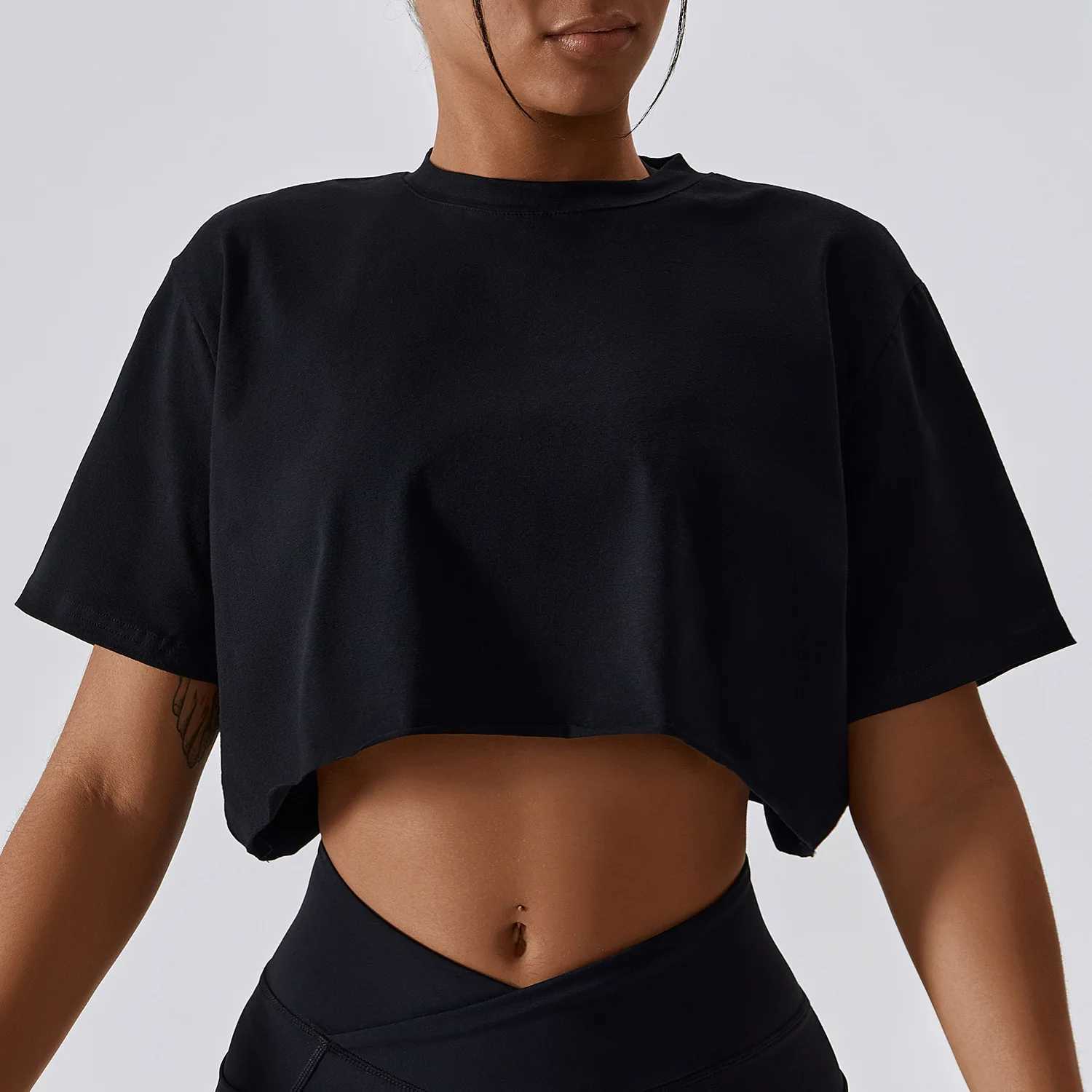 Yoga T-shirt for Women Smoking Loose Fitness Top Sports Gym Outdoor Training Shirt Sports Short Sleeve Yoga T-shirt for Women W250326