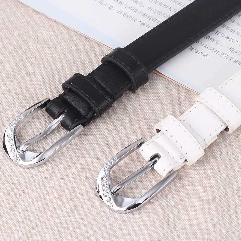 Womens Trouser with PU Leather Trend White Strap Fashion High Quality Trouser with Solid Retro Pin Buckle Womens Strap DT067 W250326