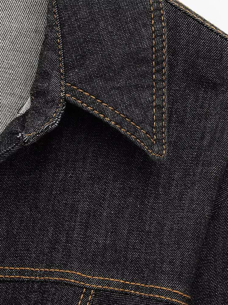 Chic Women's Vintage Denim Set Single Breasted Lapel Jacket With Waist Wide Leg Jeans Spring Fall High Street Casual Outfit