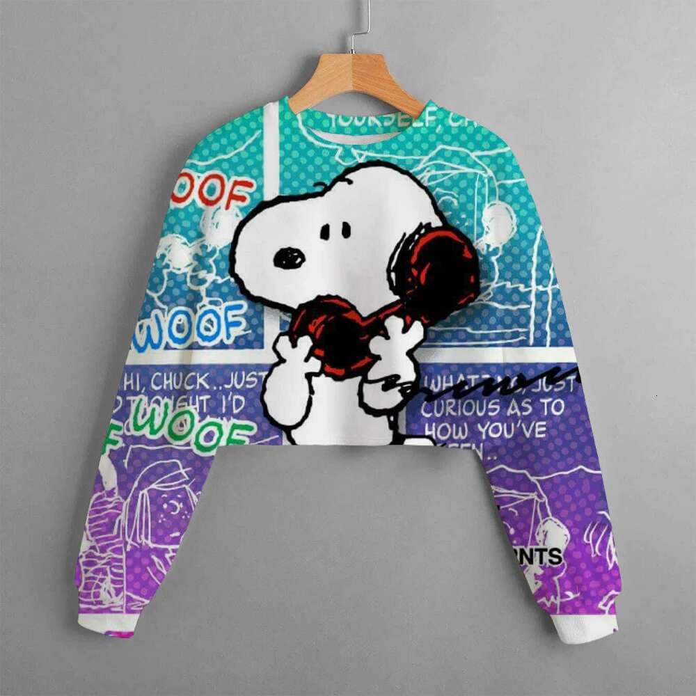 Ddmyshoesvip Casual New Spring Autumn Children Clothing Print Girls Short Hoodie Sweater Comfortable And Cute Top