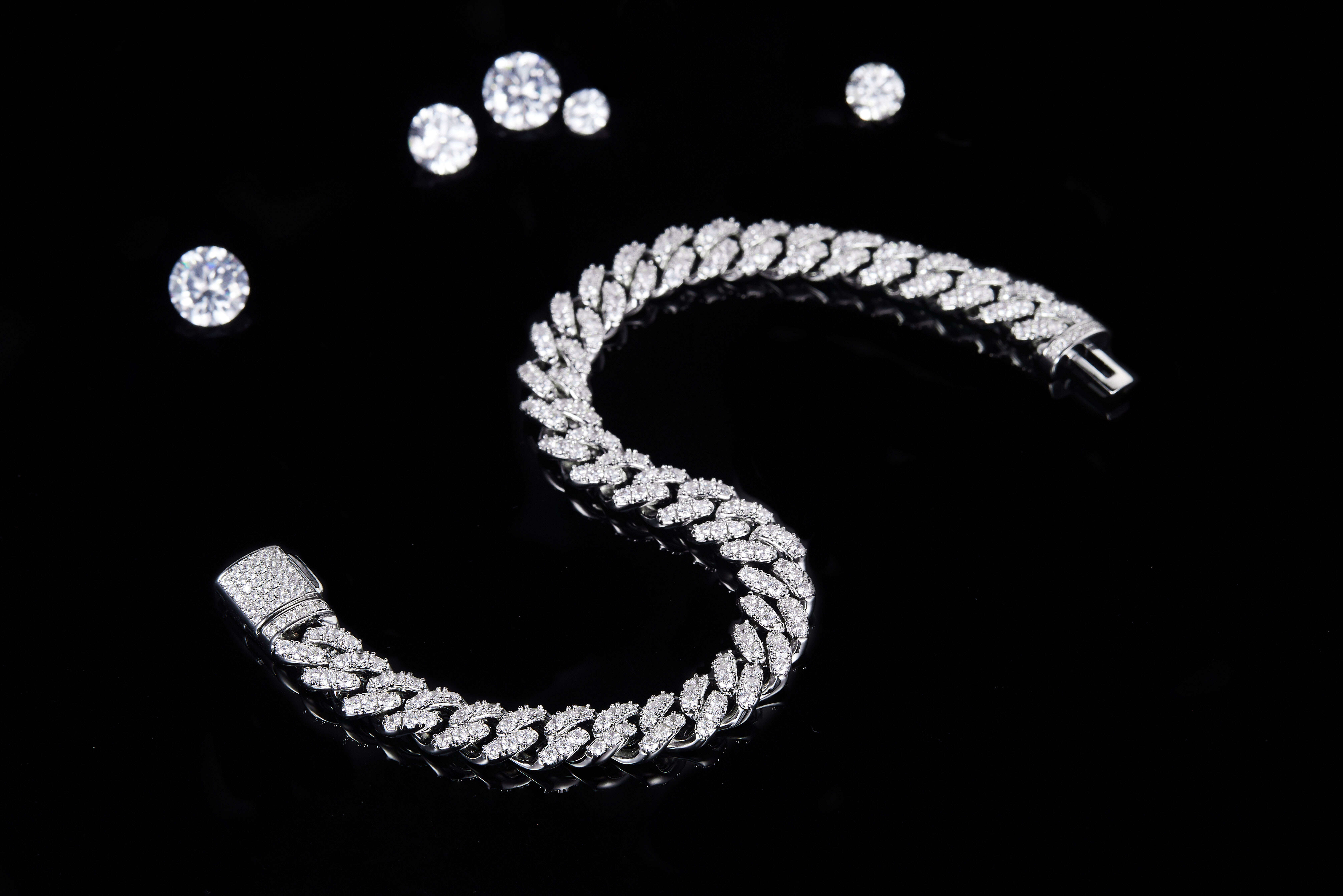 Wholesale Luxury Iced Out Cuban Link Chain 6-8-10-12-14 mm Moissanite 925 Silver Necklace for Men Hip Hop Gift Platinum Plated